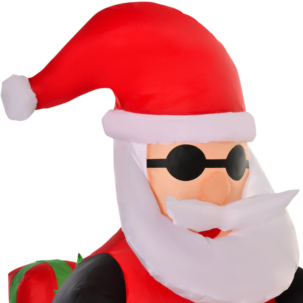 Aufblasbarer LED-Weihnachtsmann auf Motorrad Rocker Santa