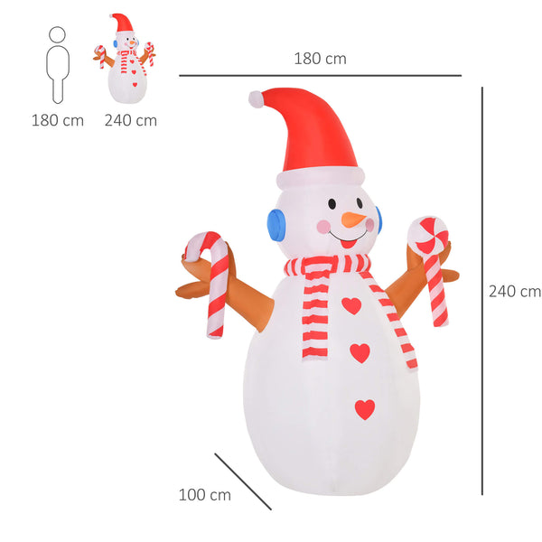 Aufblasbarer Schneemann mit rotierender Beleuchtung 240cm