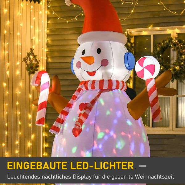 Aufblasbarer Schneemann mit rotierender Beleuchtung 240cm