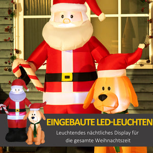 Aufblasbarer Weihnachtsmann 157cm mit Hund