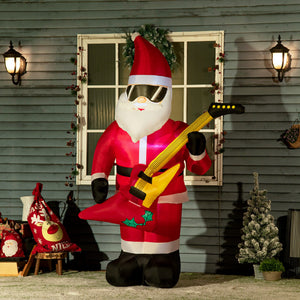 Aufblasbarer Weihnachtsmann 215cm mit E-Gitarre
