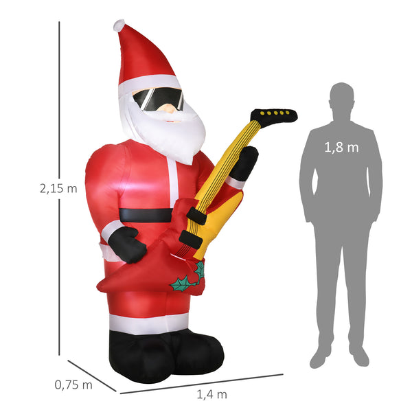 Aufblasbarer Weihnachtsmann 215cm mit E-Gitarre