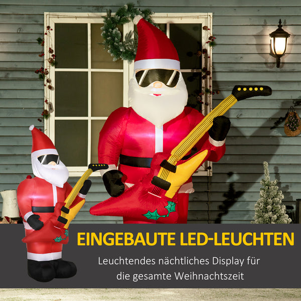 Aufblasbarer Weihnachtsmann 215cm mit E-Gitarre