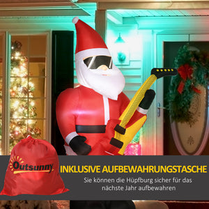Aufblasbarer Weihnachtsmann 215cm mit E-Gitarre