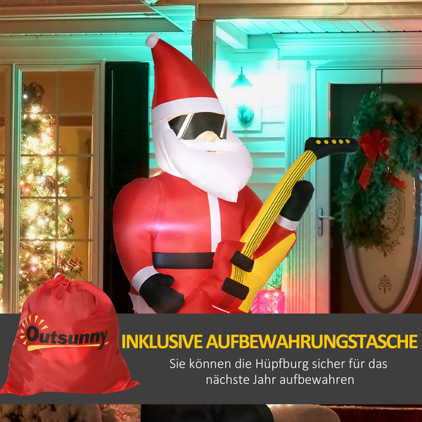 Aufblasbarer Weihnachtsmann 215cm mit E-Gitarre