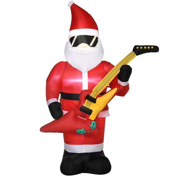 Aufblasbarer Weihnachtsmann 215cm mit E-Gitarre