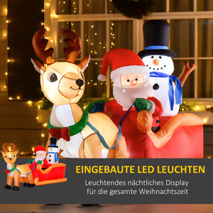 Aufblasbarer Weihnachtsmann auf Schlitten beleuchtet 200cm