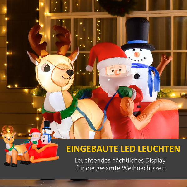 Aufblasbarer Weihnachtsmann auf Schlitten beleuchtet 200cm