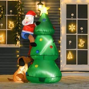 Aufblasbarer Weihnachtsmann mit Hund LED 180cm