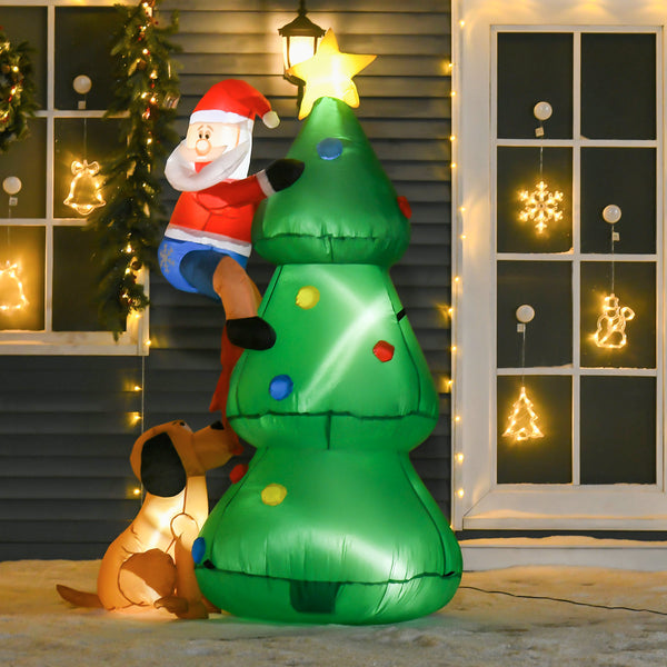 Aufblasbarer Weihnachtsmann mit Hund LED 180cm