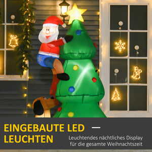 Aufblasbarer Weihnachtsmann mit Hund LED 180cm