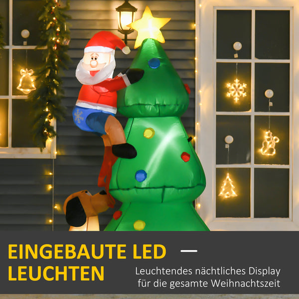 Aufblasbarer Weihnachtsmann mit Hund LED 180cm