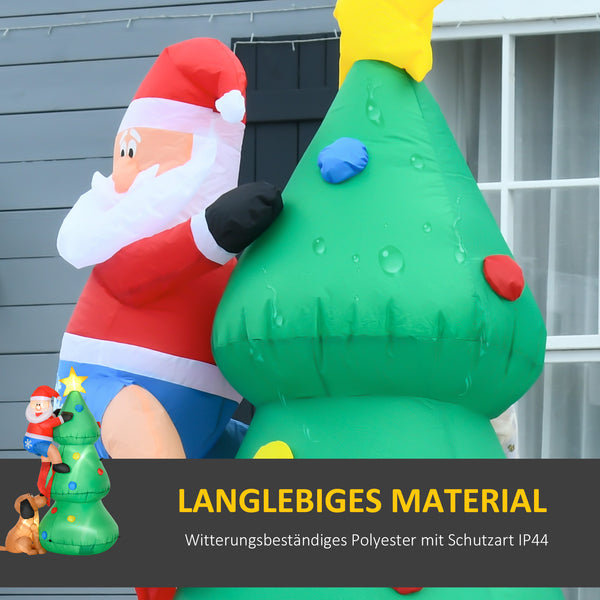 Aufblasbarer Weihnachtsmann mit Hund LED 180cm