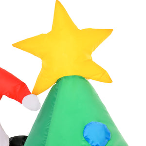 Aufblasbarer Weihnachtsmann mit Hund LED 180cm