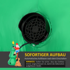 Aufblasbarer Weihnachtsmann mit Hund LED 180cm