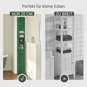 Badezimmer Hochschrank Badschrank mit 5 Fächern schmal Badregal Grün
