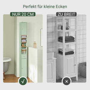 Badezimmer Hochschrank | Badschrank mit 5 Fächern | Badregal Hellgrün