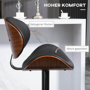 Barhocker-Set, höhenverstellbar, drehbar, Kunstleder, Stahlrahmen, schwarz