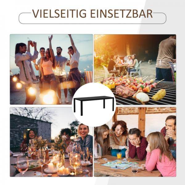 Gartentisch Aluminium Terrasse Holz-Kunststoff Polyholz schwarz