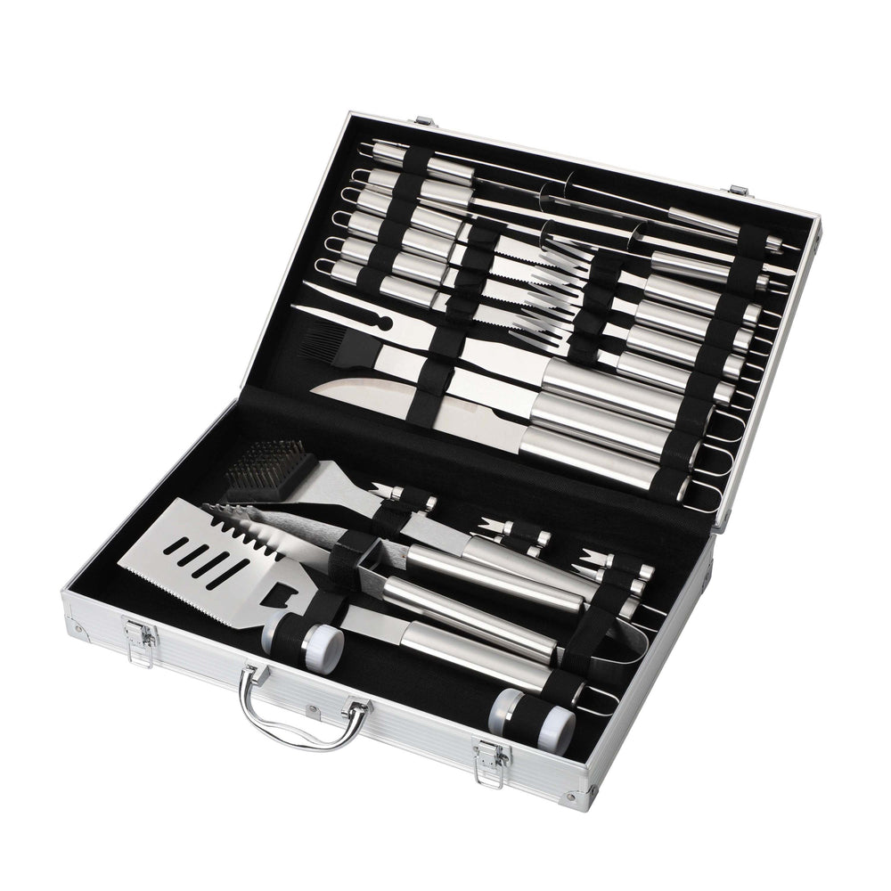 Set di utensili per barbecue in custodia, 27 pezzi