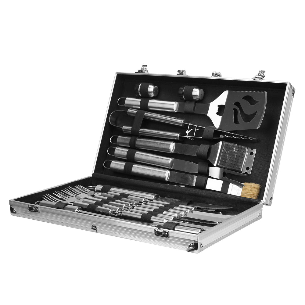 Set di utensili per barbecue in custodia, 24 pezzi