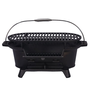 BBQ Holzkohlegrill Tischgrill Gusseisen 49 x 27 x 22 cm
