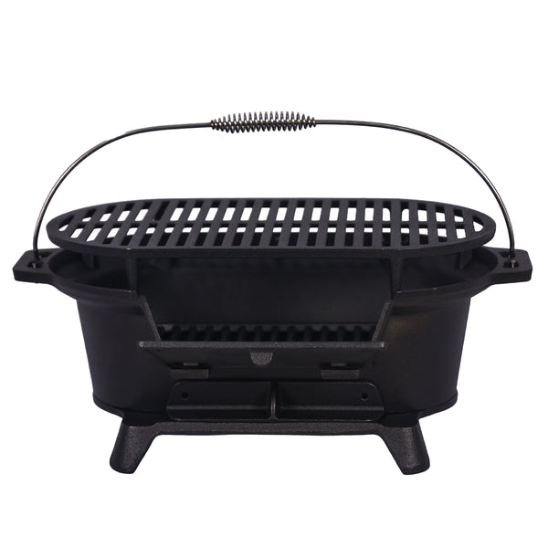 BBQ Holzkohlegrill Tischgrill Gusseisen 49 x 27 x 22 cm