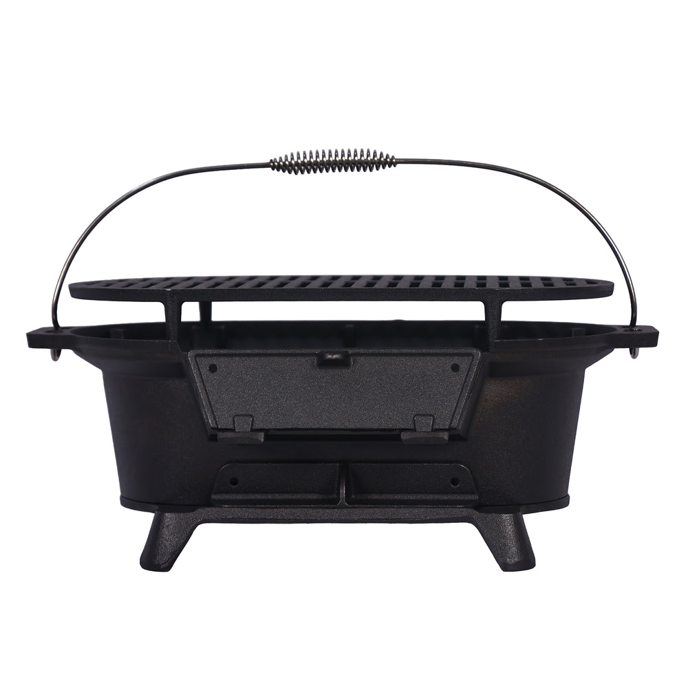 BBQ Holzkohlegrill Tischgrill Gusseisen 49 x 27 x 22 cm
