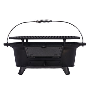 BBQ Holzkohlegrill Tischgrill Gusseisen 49 x 27 x 22 cm