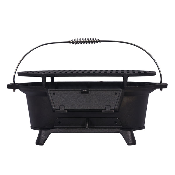 BBQ Holzkohlegrill Tischgrill Gusseisen 49 x 27 x 22 cm