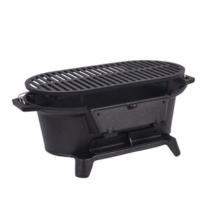 BBQ Holzkohlegrill Tischgrill Gusseisen 49 x 27 x 22 cm