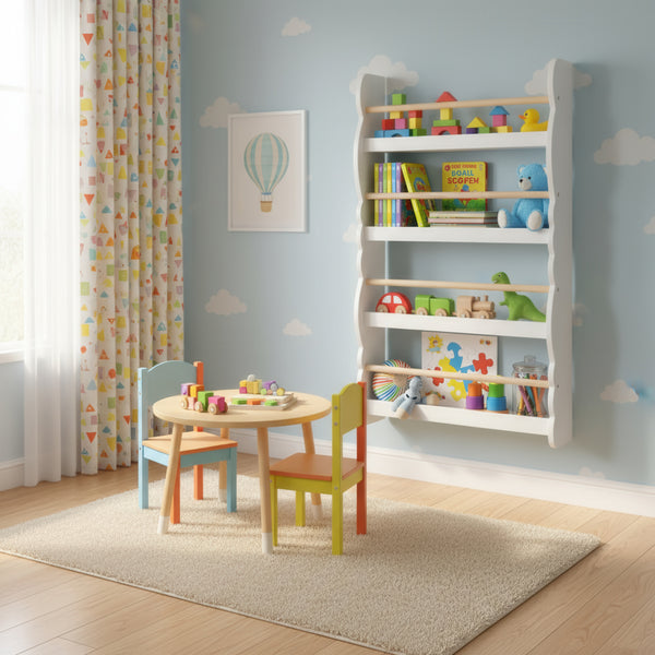 Bücherregal Kinderzimmer DREAMYCLOUD 60 x 98 cm weiss/natur