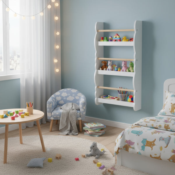 Bücherregal Kinderzimmer DREAMYCLOUD 43 x 80 cm weiss/natur
