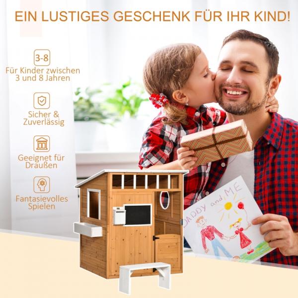 Spielhaus Holz Kinderspielhaus Briefkasten Outdoor Gartenspielhaus mit Blumentopfrack