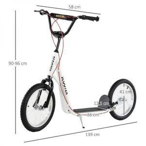 Kinderroller Scooter Tretroller Cityroller Kickscooter Kickboard mit Luftreifen Faltbar 16 Zoll Weiss