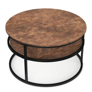 Beistelltisch Vintage BONITA rund mit Stauraum 80 x 47 - 62 cm