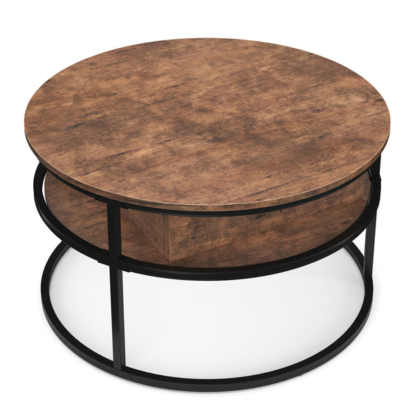 Beistelltisch Vintage BONITA rund mit Stauraum 80 x 47 - 62 cm