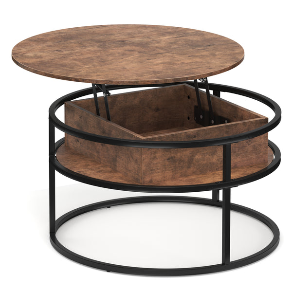 Beistelltisch Vintage BONITA rund mit Stauraum 80 x 47 - 62 cm