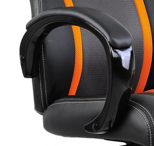 Gaming Stuhl Bürostuhl Leder TURBO schwarz/orange