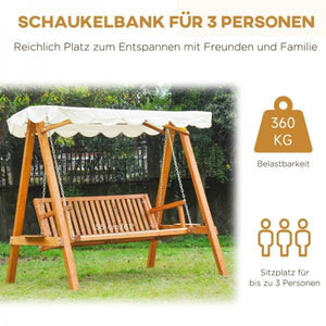 Hollywoodschaukel Gartenschaukel 3-Sitzer Lärche weiss
