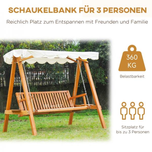 Hollywoodschaukel Gartenschaukel 3-Sitzer Lärche weiss