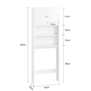 Toilettenregal | Waschmaschinenschrank | Badezimmerregal mit Schrank | Weiss