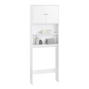 Toilettenregal | Waschmaschinenschrank | Badezimmerregal mit Schrank | Weiss
