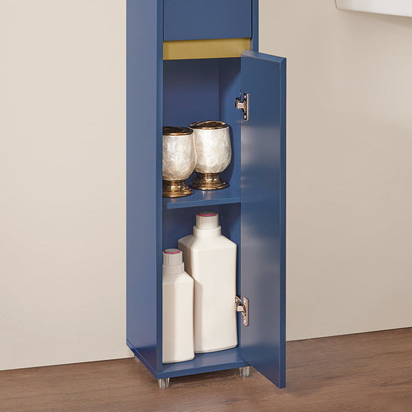 Badezimmer Hochschrank | Badschrank mit 5 Fächern | Badregal Blau