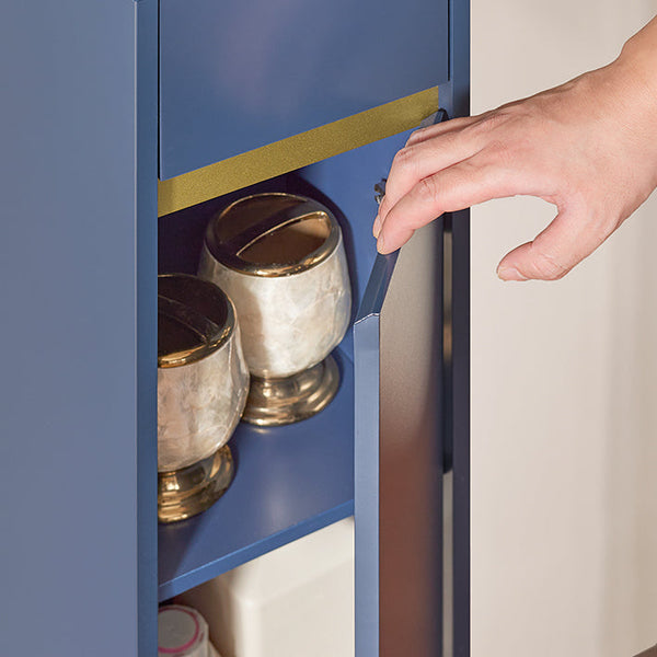 Badezimmer Hochschrank | Badschrank mit 5 Fächern | Badregal Blau