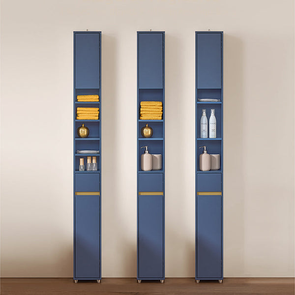 Badezimmer Hochschrank | Badschrank mit 5 Fächern | Badregal Blau