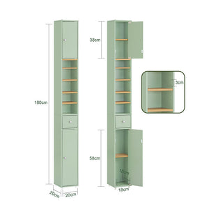 Badezimmer Hochschrank | Badschrank mit 5 Fächern | Badregal Hellgrün