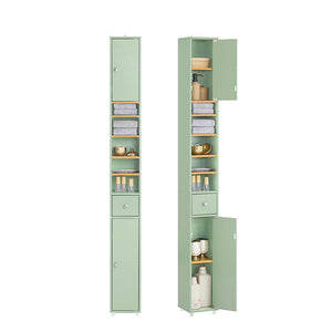 Badezimmer Hochschrank | Badschrank mit 5 Fächern | Badregal Hellgrün