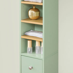 Badezimmer Hochschrank | Badschrank mit 5 Fächern | Badregal Hellgrün