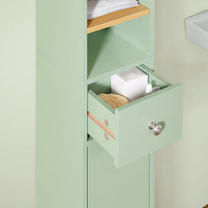 Badezimmer Hochschrank | Badschrank mit 5 Fächern | Badregal Hellgrün